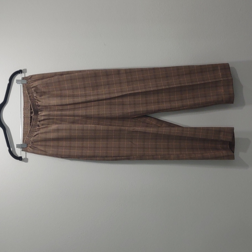 Haband Brown & Tan Plaid Cropped Trousers